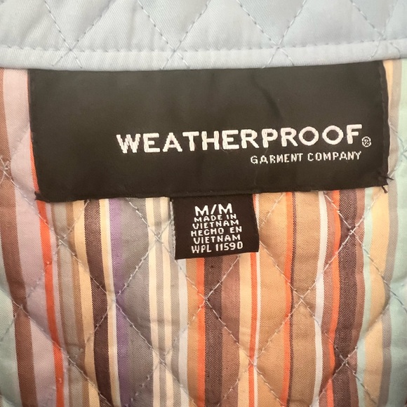 Weatherproof powder blue diamond quilted button barn coat with lining M/M unisex - Picture 4 of 8